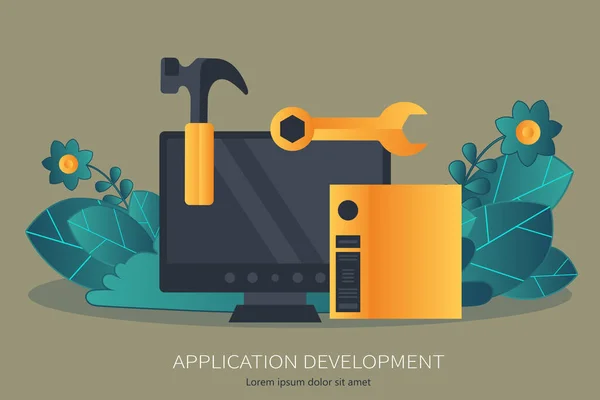 Mobile Application Mobile App Development Concept Project Development Business Ideas — Stock Vector