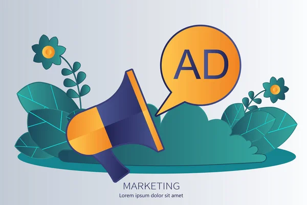 Conceito Marketing Digital Publicidade Ilustração Vetorial Plana —  Vetores de Stock