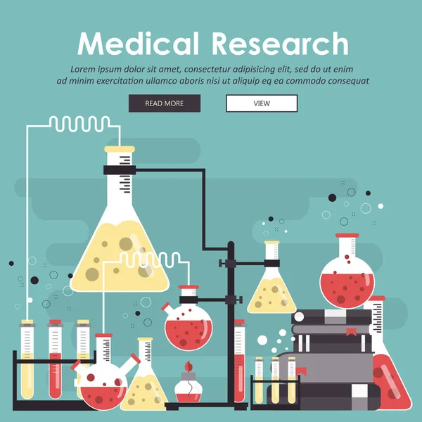 Банер Лабораторного Обладнання Концепція Науки Медицини Знань Плоска Векторна Ілюстрація — стоковий вектор