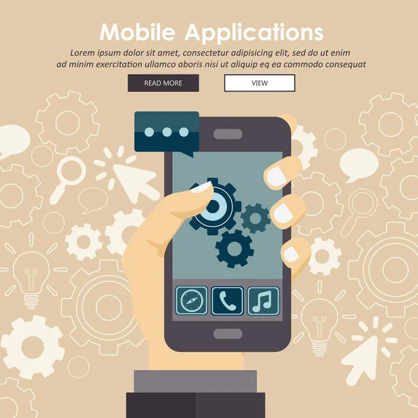 Application Mobile Concept Développement Applications Mobiles Illustration Vectorielle Plate — Image vectorielle