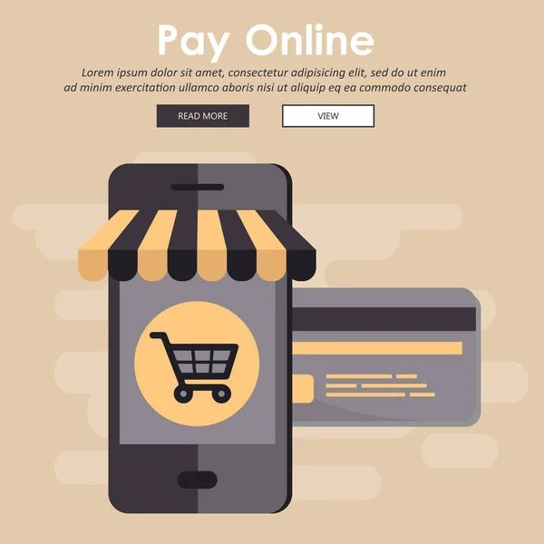 Mobiles Online Shopping Commerce Konzept Commerce Werbeillustration Flache Vektorabbildung — Stockvektor