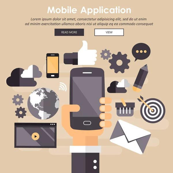 Uppsättning Moderna Platt Design Ikoner För Mobil Applikationsutveckling Eller Smartphone — Stock vektor