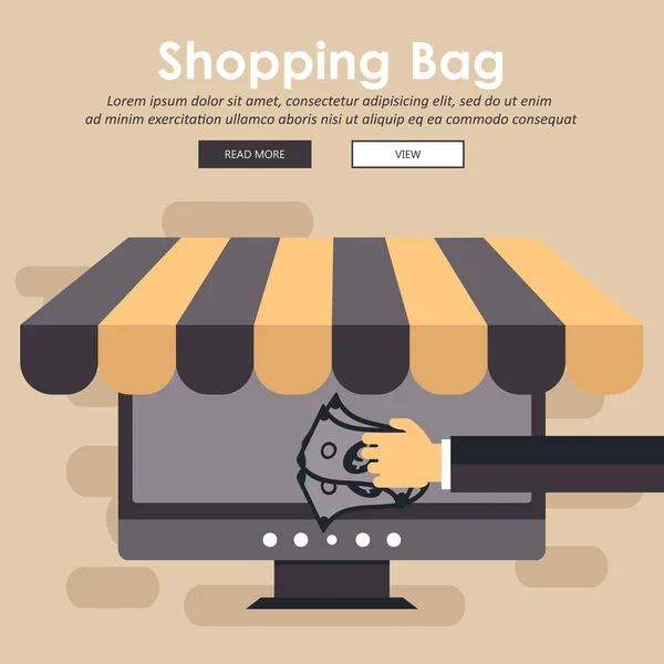 Einkaufstütenkonzept Icon Shop Online Business Ikone Flaches Design App Icons — Stockvektor