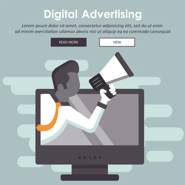 Marketing Digital Publicidade Ilustração Vetorial — Vetor de Stock