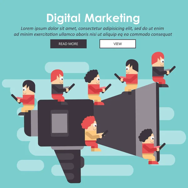 Marketing Digital Publicidade Ilustração Vetorial — Vetor de Stock