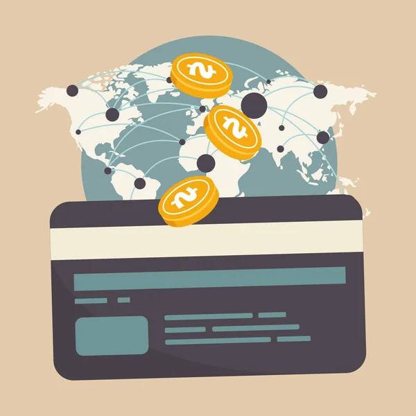 Das Globale Zahlungssystem Bankkarten Bargeld Und Bargeldlose Zahlungen Das Finanzsystem — Stockvektor