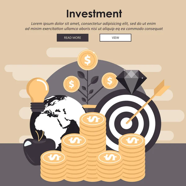 Investissements Recette Pour Succès Des Affaires Fond Illustration Vectorielle Plate — Image vectorielle