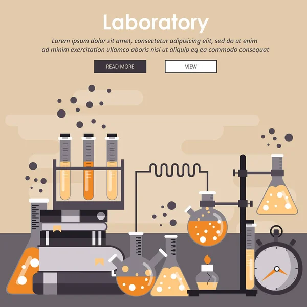 Baner Wyposażenia Laboratoryjnego Koncepcja Nauki Medycyny Wiedzy Ilustracja Wektora Płaskiego — Wektor stockowy