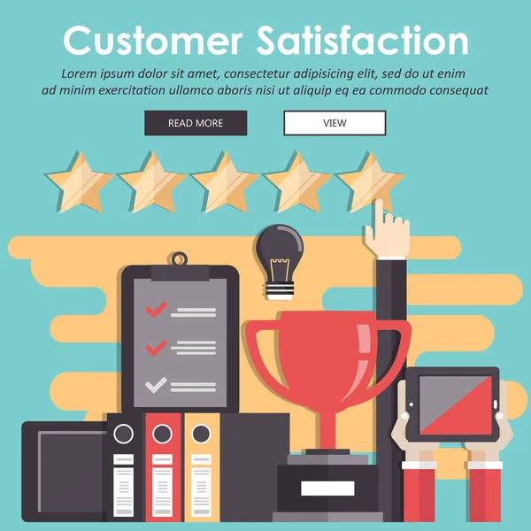 Satisfacción Del Cliente Realimentación Valoración Ilustración Servicio Cliente Calificación Web — Vector de stock