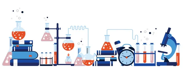 Baner Wyposażenia Laboratoryjnego Koncepcja Nauki Medycyny Wiedzy Ilustracja Wektora Płaskiego — Wektor stockowy
