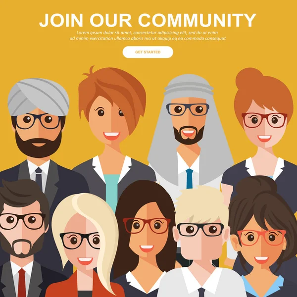 Junte Nossa Comunidade Multidão Pessoas Unidas Como Negócio Comunidade Criativa — Vetor de Stock