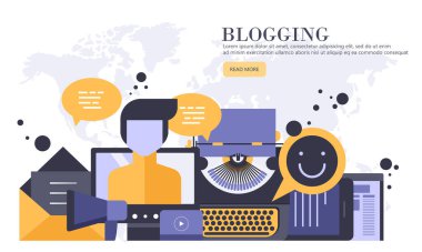Gazetecilik ve blog için hikaye dünyası afişinizi yazın. Düz vektör illüstrasyonu