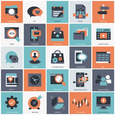 Web siteleri ve mobil uygulamalar için iş, teknoloji ve yönetim simgesi. Düz vektör illüstrasyonu