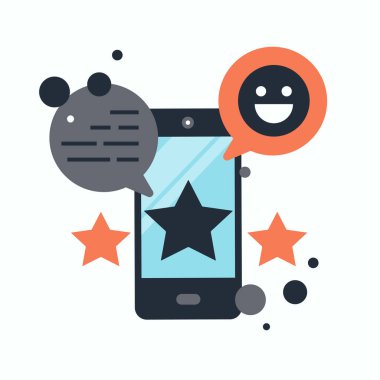 Geri bildirim. Müşteri hizmetleri illüstrasyonuna not veriyorum. Web sitesi değerlendirme ve değerlendirme konsepti. Düz vektör illüstrasyonu