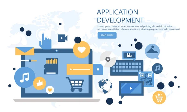 Mobile Applikation Und Entwicklungskonzept Für Mobile Apps Projektentwicklung Und Geschäftsideen — Stockvektor