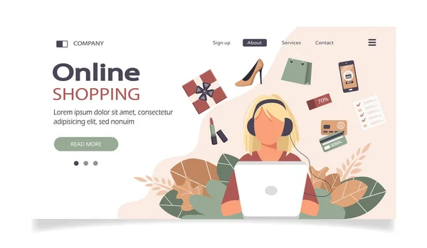 Shopping Line Metodi Pagamento Pagamenti Mobili Pay Click Ordine Online — Vettoriale Stock