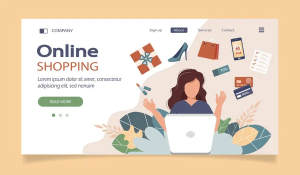 Shopping Line Metodi Pagamento Pagamenti Mobili Pay Click Ordine Online — Vettoriale Stock