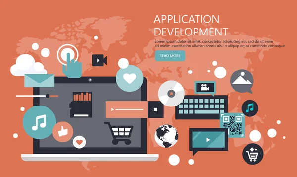 Mobile Applikation Und Entwicklungskonzept Für Mobile Apps Projektentwicklung Und Geschäftsideen — Stockvektor