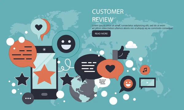 Terugkoppeling Beoordeling Customer Service Illustratie Website Rating Feedback Herziening Concept — Stockvector