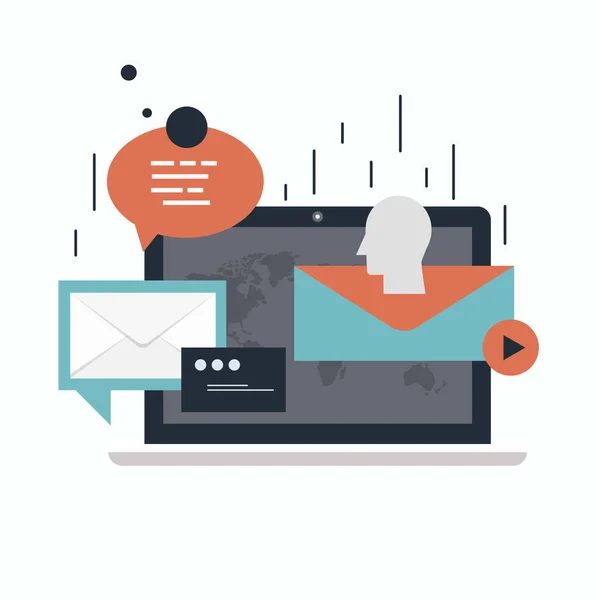 Flat Design Concept Van Regelmatig Verspreide Nieuwsberichten Mail Met Enkele — Stockvector