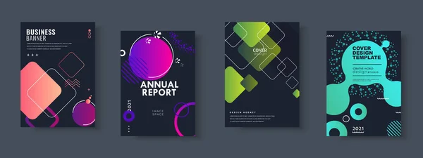 Broschüre Jahresbericht Flyer Design Vorlagen Vektor Illustrationen Für Unternehmenspräsentation Business — Stockvektor