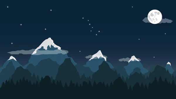 Nacht-Berge-Landschaft — Stockvektor