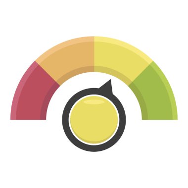 Gösterge göstergesi çizimi. Performans ölçüm sembolü. Renkli gösterge paneli. Vektör hız göstergesi simgesi. EPS 10.