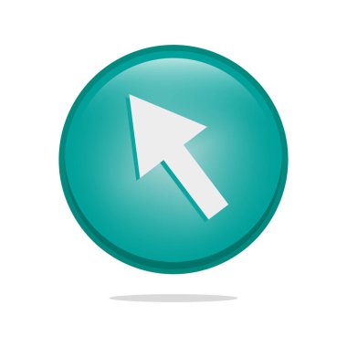 İşaretçi imleç sembolü. Fare ok düğmesi. Turkuaz parlak simge. Vektör ağ arayüzü. EPS 10.