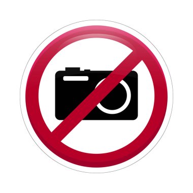 Fotoğraf işareti yok. Kamera sembolüne izin yok. Kırmızı daire vektör simgesi. İçki yasağı amblemi. EPS 10.