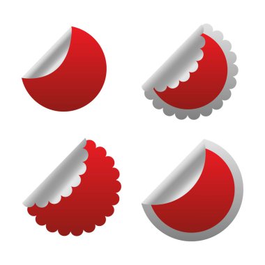 Kırmızı etiket seti. Etiketler soyuluyor. Promosyon boş etiketleri. Vektör indirimi elemanları. EPS 10