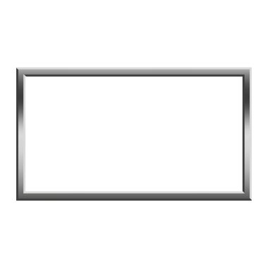 Gümüş metalik çerçeve. Zarif dikdörtgen kenar. Modern lüks taslak. Minimalist tasarım şekli. EPS 10.