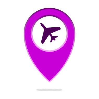 Uçağın konum kodu. Seyahat güzergahı Vektör. Navigasyon haritası işaretleyici. Tatil seyahati sembolü. EPS 10.