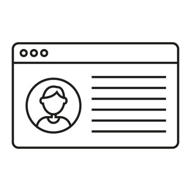 Tarayıcı pencere profili. Web sitesi hesap girişi. Kullanıcı arayüzü ögesi. Vektör web illüstrasyonu. EPS 10.