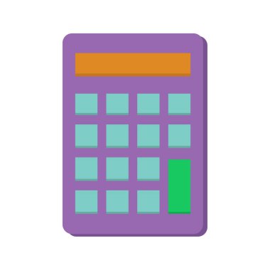 Hesap makinesi matematik aleti. Finansal muhasebe sembolü. Renkli Vektör aleti. Sayıları hesapla. EPS 10.