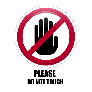 Lütfen mesaja dokunmayın. İçki yasağı sembolü. Kırmızı daire uyarısı. Vektör güvenlik amblemi. EPS 10.