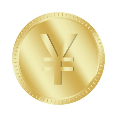 Yen Yuan parası. Altın finansal sembol. Asya para birimi jetonu. Vektör metal çizimi. EPS 10.