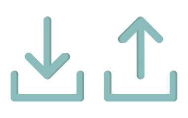 Okları yükle. Veri aktarım sembolleri. Vektör süreci çizimi. Dosya hareket simgeleri. EPS 10.