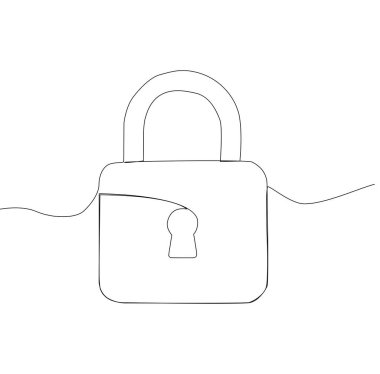 Kapalı asma kilit çizimi. Güvenlik erişim sembolü. Basit kilit vektörü işareti. Güvenlik elemanı. EPS 10.