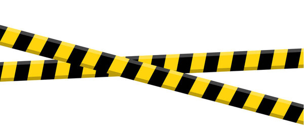 Иллюстрация ленты предосторожности. Желтые черные полоски. Вектор линии опасности. Предупреждающий барьер. EPS 10.