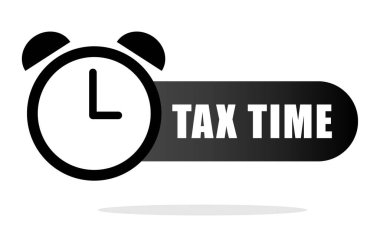 Vergi zamanı ikonu. Saat ödeme sembolü. Son hatırlatma vektörü. Finansal dönem grafiği. EPS 10.