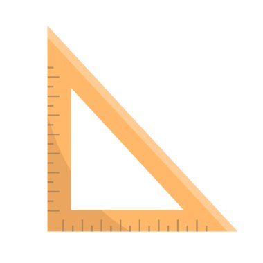 Üçgen cetvel aleti. Geometri ölçeği elemanı. Düz eğitim desteği. Vektör ölçüm aleti. EPS 10.