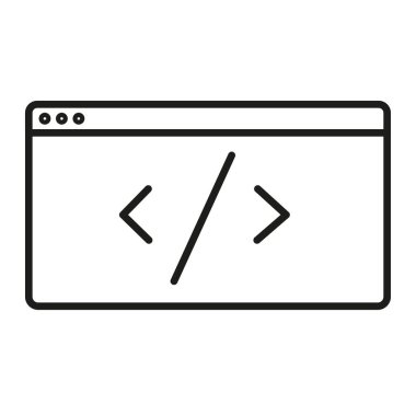Tarayıcı kod simgesi. Web geliştirme vektörü. Kodlama grafiği. Web sitesi programlama çizimi. EPS 10.