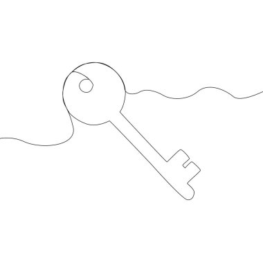 Güvenlik anahtarı çizimi. Devamlı erişim nesnesi. Çizim ögesini aç. Vektör parola sembolü. EPS 10.