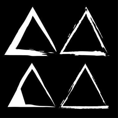 Beyaz çerçeve simgesi. Siyah zemin hazır. Tebeşir sınırı vektörü. Üçgen ana hatlı sanat. EPS 10.