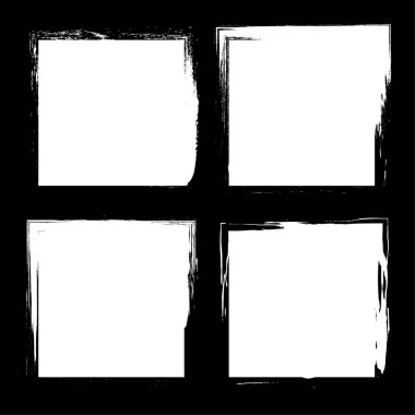 Beyaz grunge blokları. Sert kare dokular. Soyut vektör şekli. Mürekkep izi. EPS 10.