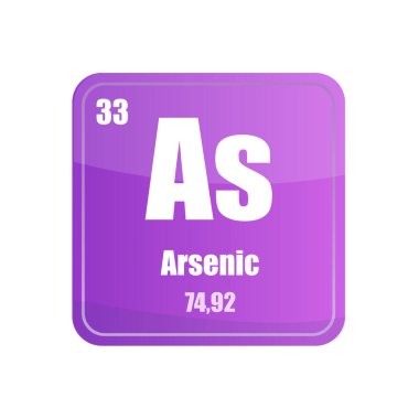 Arsenik kimyasal element fayansları. Atom numarası otuz üç. Vektör simgesi olarak. Mor menekşe kare şeklinde. EPS 10.