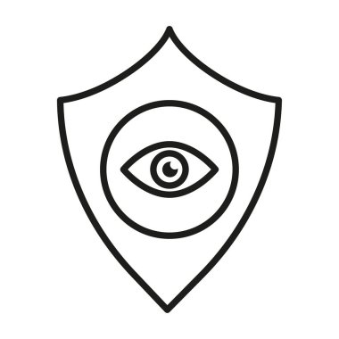 Güvenlik kalkanı simgeleri. Gözetim gözlemi sembolü. Profesyonel Vektör illüstrasyonu. Seçkin güvenlik gözlemcileri. EPS 10.