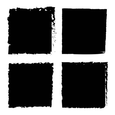 Siyah grunge squares. Mürekkep dokusu bloğu. Soyut vektör şekli. Boya izi pürüzlü. EPS 10.