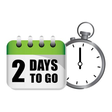 Son teslim tarihi hatırlatıcı simgesi. İki günlük mesaj. Yeşil takvim sembolü. Vektör zaman çizelgesi. EPS 10.