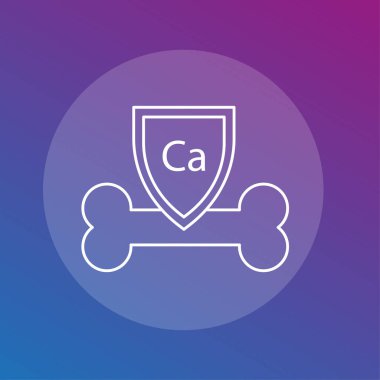 Kemik sağlığı sembolü. Kalsiyum kalkan koruması. İskelet anatomisi ikonu. Vektör tıbbı çizimi. EPS 10.